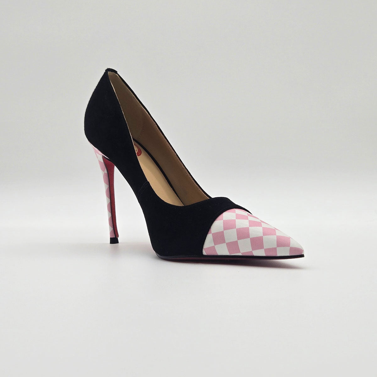 GlamourStride Heels - Pink Checkered