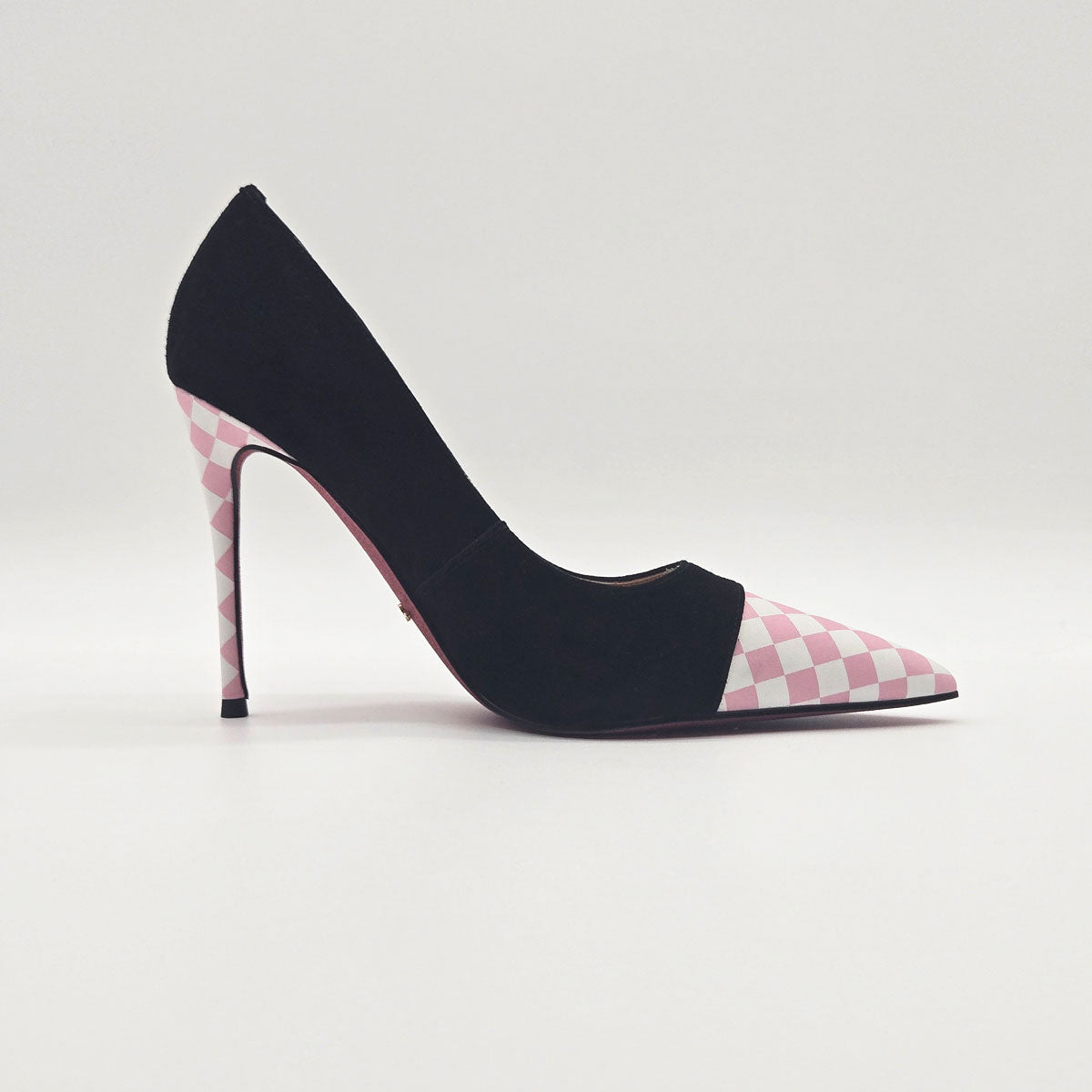 GlamourStride Heels - Pink Checkered
