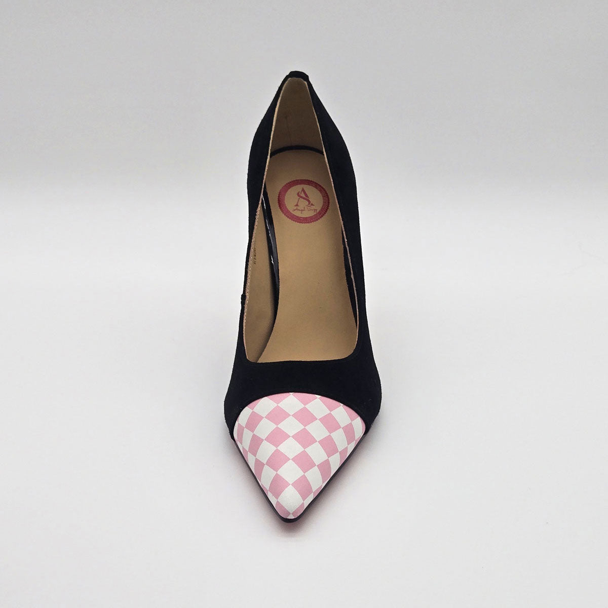 GlamourStride Heels - Pink Checkered