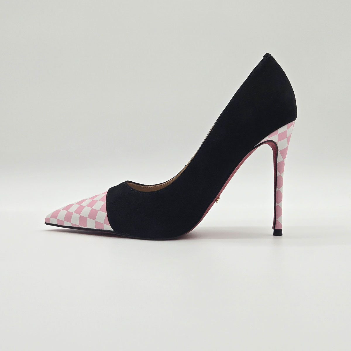 GlamourStride Heels - Pink Checkered