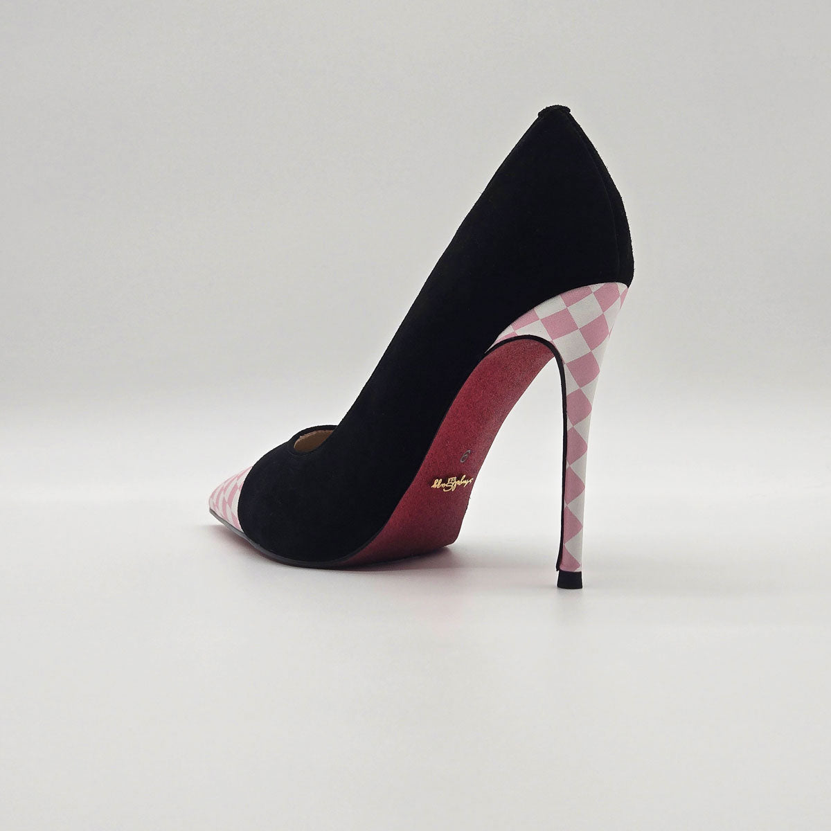 GlamourStride Heels - Pink Checkered